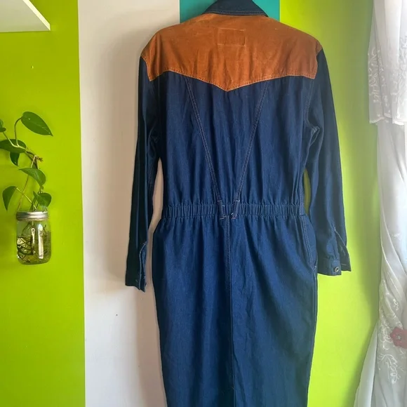 Denim Corduroy Western Dress - Picture 5 of 7